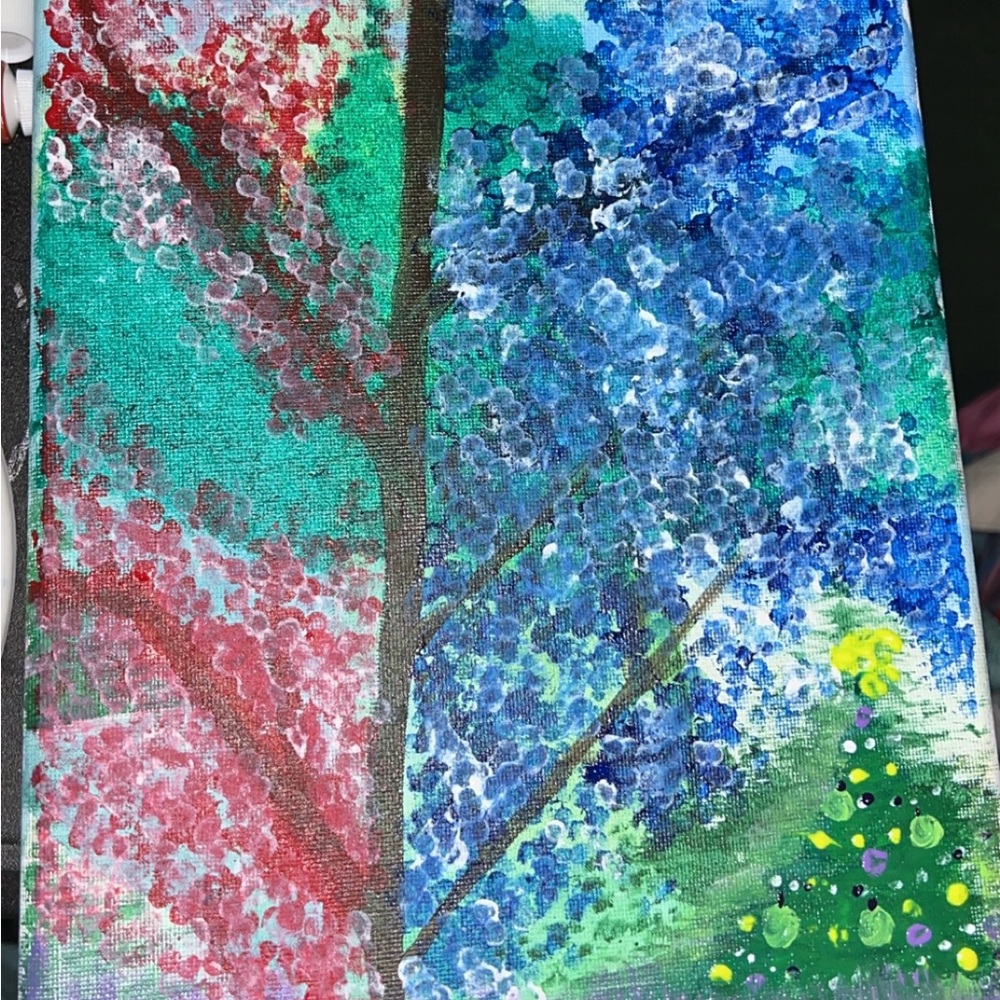 Colorful Abstract Tree Painting 10x8